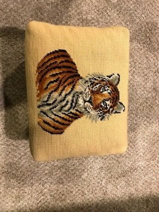 Antique Vintage Solid Tiger Foot Stool Stand
