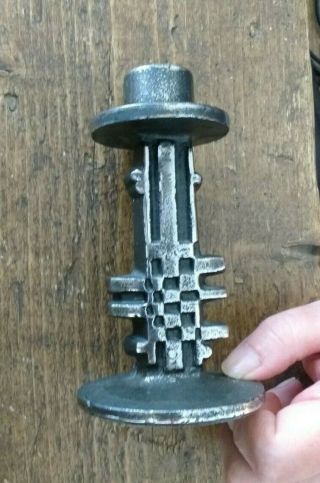 Norway cast steel candle holder,  cool design,  signed 3