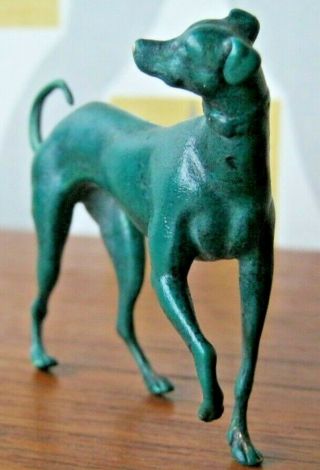 Fabulous Cold Painted Verdigris Bronze Of An Art Deco Dog Whippet Or Greyhound
