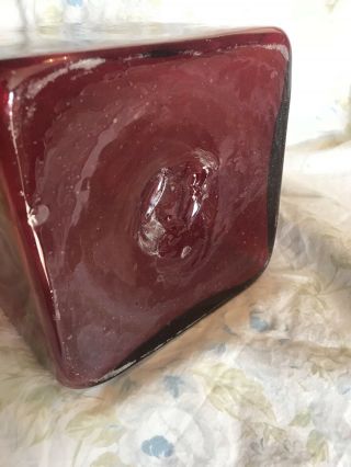 Antique Ruby Red Art Glass Hand Blown Large Vase Studio Murano 2