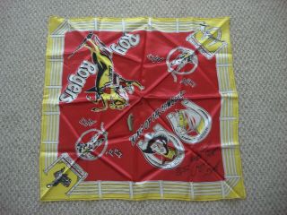 Vintage Roy Rogers King Of The Cowboys Neckerchief With Rr Metal Slide