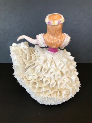 Vintage Irish Dresden Lace Porcelain Sweetheart Figurine Marked MZ SCP 2