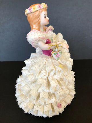 Vintage Irish Dresden Lace Porcelain Sweetheart Figurine Marked MZ SCP 3