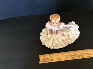 Vintage Irish Dresden Lace Porcelain Sweetheart Figurine Marked MZ SCP 4