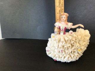 Vintage Irish Dresden Lace Porcelain Sweetheart Figurine Marked MZ SCP 5