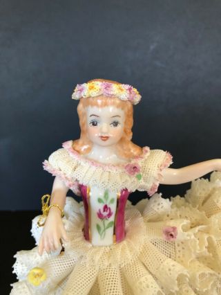 Vintage Irish Dresden Lace Porcelain Sweetheart Figurine Marked MZ SCP 6