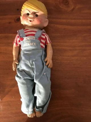 Two Rare Vintage 1950’s Dennis The Menace Rubber Doll Shirt Overalls