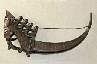 Vintage Medicine Horn Hand Carved Wood Unique Piece