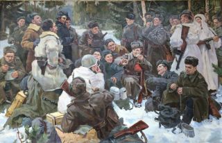 Soviet Art Work Painting Rest After The Battle Great Victory Ussr (canvas/oil)
