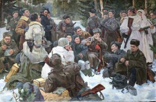 Soviet Art Work Painting Rest After the Battle Great Victory USSR (Canvas/Oil) 2