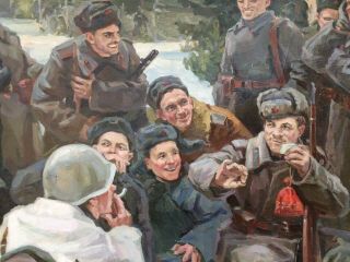 Soviet Art Work Painting Rest After the Battle Great Victory USSR (Canvas/Oil) 3