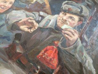 Soviet Art Work Painting Rest After the Battle Great Victory USSR (Canvas/Oil) 8