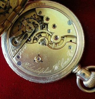 Rare 1890 ' s Circa Men ' s Gold Closed Case Philadelphia Pocket Watch 6