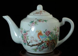 China Old Hand - Made Pastel Porcelain Hand Painted Plum Blossom&bird Teapot B02
