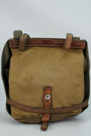 Vintage Swiss Army Bread Surplus Bag Canvas Leather Messenger