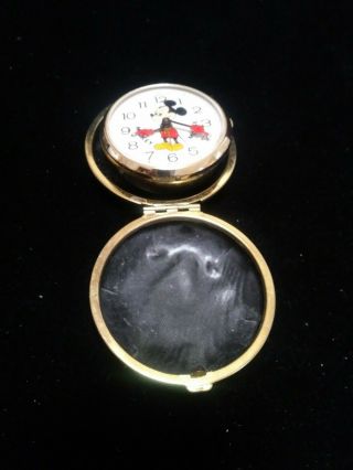 Vintage 1960 ' s Bradley Mickey Mouse Travel Alarm Clock in Case 3x3x1.  25 