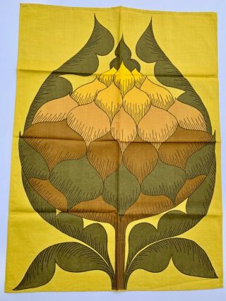 70s Vintage Almedahls Louise Carling Swedish Linen Tea Towel Scandi Modern