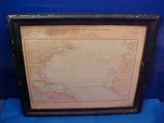 Orig 1898 Spanish American War Framed Map Of Spains Daily Naval Movements