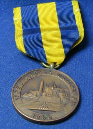Spanish American War Saw 1898 Us Navy West Indies Campaign Service Medal