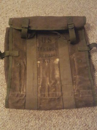 Vintage Military Canvas Camping Hunting Tent Repair Kit Case Us Gi Tool Bag