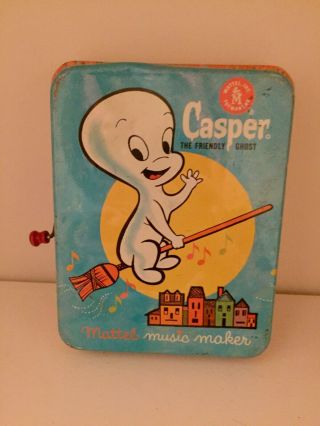Rare Casper Ghost Tin 1960 Mattel Music Toy Vintage Early