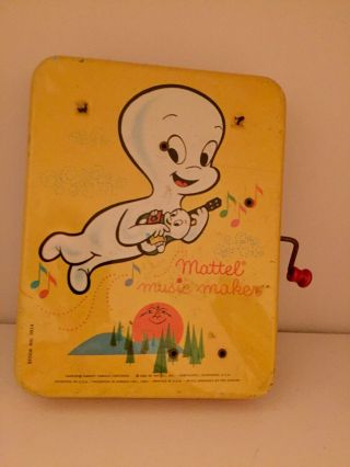 Rare Casper Ghost Tin 1960 Mattel Music Toy Vintage Early 5