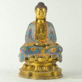 Chinese Cloisonne Carved Brass Figure Of Buddha Gl014