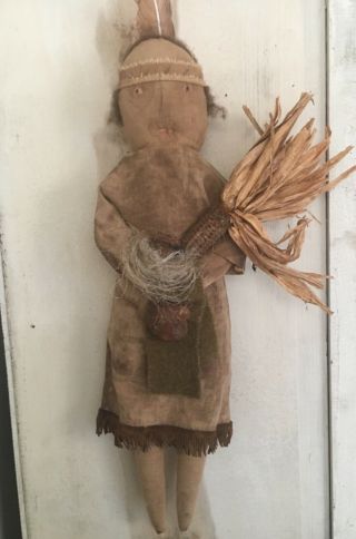 Primitive Indian Fall Thanksgiving Doll W Turkey Wall Hanging By Erikascupboard