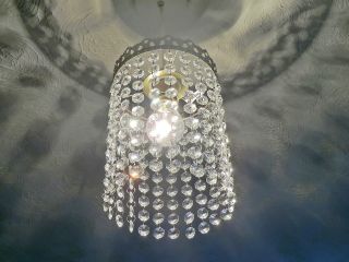 Chandelier Lamp Light Shade Antique Brass Vintage Look Glass Droplets Bead Drops