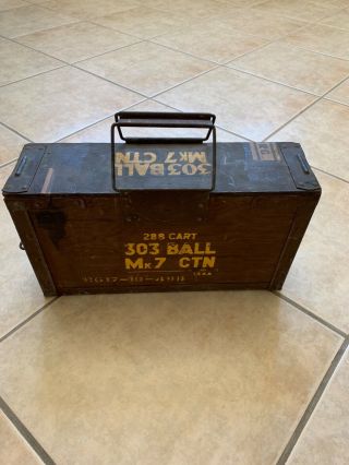 British Military.  303 Ball Mk7 Ctn Wooden Ammo Box