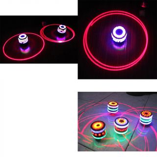 4set Vintage Luminous Spinning Top Light Up Flashing Music Sound Outdoor Toy