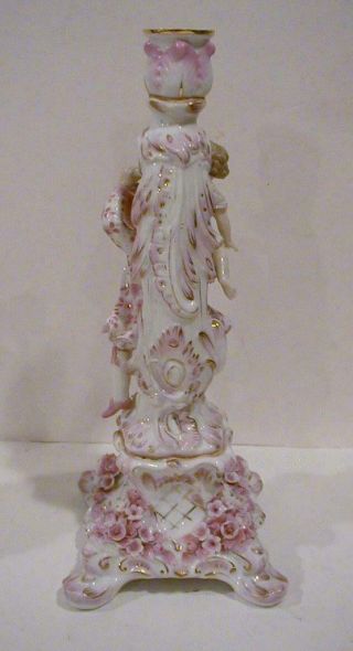 Pair c:1887 Sitzendorf German Porcelain Figurial Candlesticks 7
