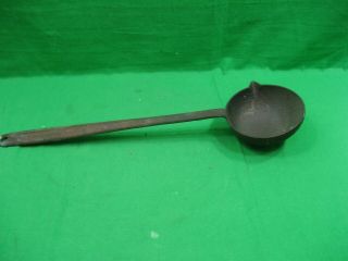 Vintage Primitive Patina Cast Iron Rod Metal Large Ladle Spoon 19.  5 " Long