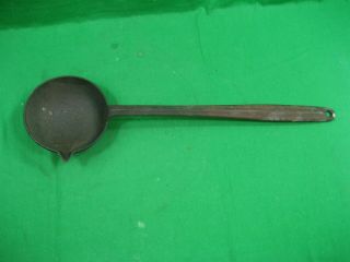 Vintage Primitive Patina Cast Iron Rod Metal Large Ladle Spoon 19.  5 