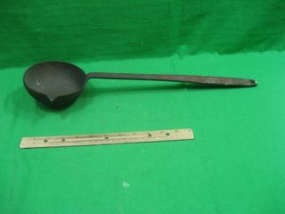 Vintage Primitive Patina Cast Iron Rod Metal Large Ladle Spoon 19.  5 