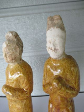 Tang Dynasty Straw Glazed Attendant Figurine 2 Chinese Dynastic Tomb Figurines 2