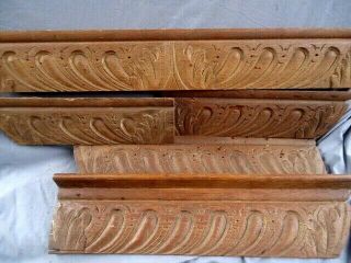 Five 19th Century Oak Carved Top Mouldings Rails