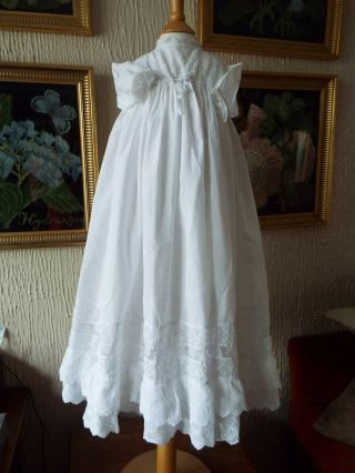 Antique Baby Christening Dress Lacey Embroidery