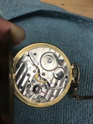Hamilton 917 Pocket Watch 14K Gold Filled Case 17 Jewels Non 1936 3