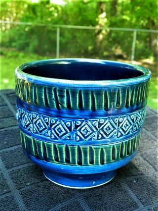 Bitossi Rimini Blue Cachepot Planter Flower Pot Vase Aldo Londi Italian Pottery