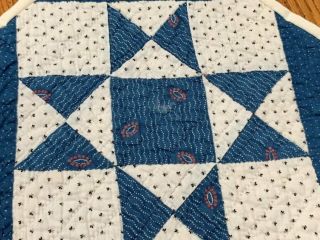 Indigo Blue c 1890 - 1900 Stars Antique QUILT Table Runner 35 x 11 1/2 4