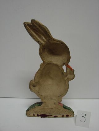 Antique Cast Iron Hubley 36 Baby Bunny Rabbit w/ Carrot Doorstop 9 