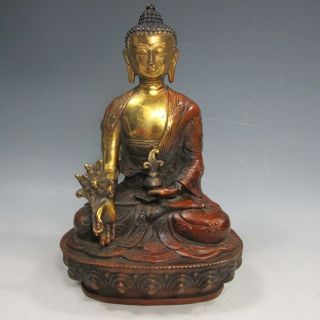 Chinese Brass Tibetan Buddhism Bodhisattva Sakyamuni Buddha Statue