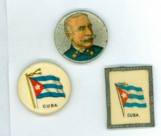 3 Vtg 1898 Admiral George Dewey Spanish American War Pinback Buttons