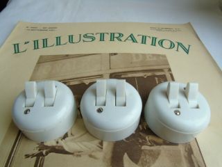 French Antique Vintage 3 Of Bakelite Toggle Double Switches