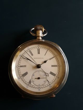 Antique Centennial Chronograph Pocket Watch Running,  Silver Case