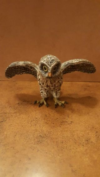 Lovely Antique Austrian Bronze Owl Cold Painted Figurine