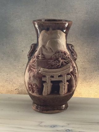 Japanese Banko Ware Vase Japanese Carved Pottery Banko Vase Bankoware Pottery