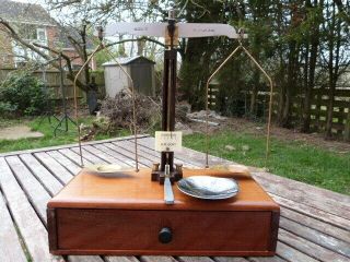 Lovely Antique W.  A.  Webb Ltd Apothecary Scales In Mahogany Case.