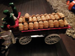 Vintage Cast Iron Budweiser Clydesdale Wagon Beer Wagon 2 - guys 8 - horses 34 - barr 2
